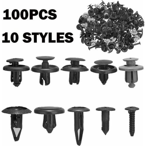 100pcs Auto Fastener Clip Mixed Car Body Push Retainer Pin Rivet Bumper Door Trim Panel Retainer Fastener Kit