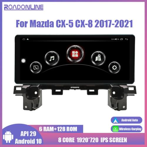 Roadonline Car Multimedia Player For Mazda CX-5 CX-8 2017-2019 1920*720 Android 10 Octa Core 6G 128G Video Stereo Receiver Radio