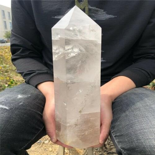 350mm Natural transparent quartz crystal obelisk acupoint chakra healing 4kg