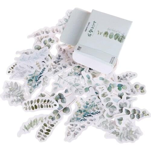 45pcs/box Stationery Stickers Paper School Stickers Decoration DIY Diary Scrapbooking Seal Stickers Vintage Plants Stamp