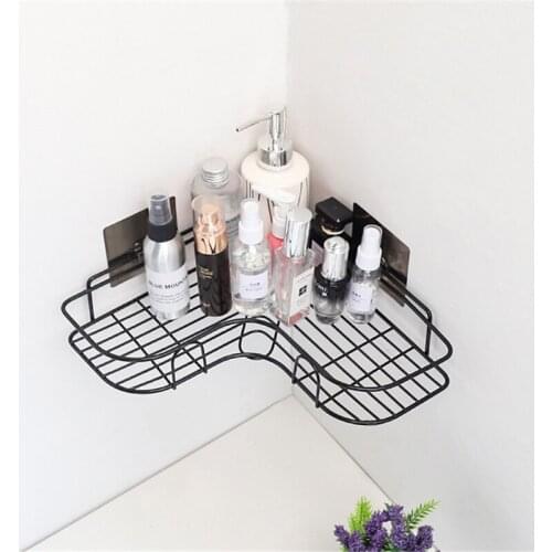 Bathroom Accessories Punch Free Corner Bathroom Shelf Bathroom Fixtures Wrought Iron Storage Rack Kitchen Tripod Wall Shelf