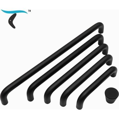 Aluminum alloy black / gold cabinet door handle round tube U-shaped multiple specifications modern simple handle