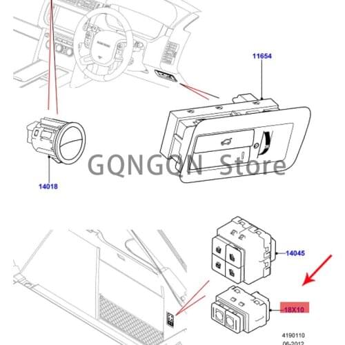 CAR micro switch assembly, release towing hook, located inside the luggage compartment 2013-2021lan dro ve rra nge rov er ran ge