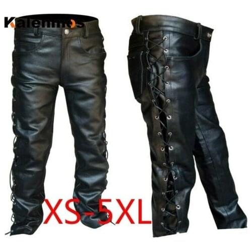 Medieval Leather Pants Men Gothic Long Plus Size Retro Maxi Shirt Punk Cosplay Costume Middle Ages Party Masquerade Large Pants