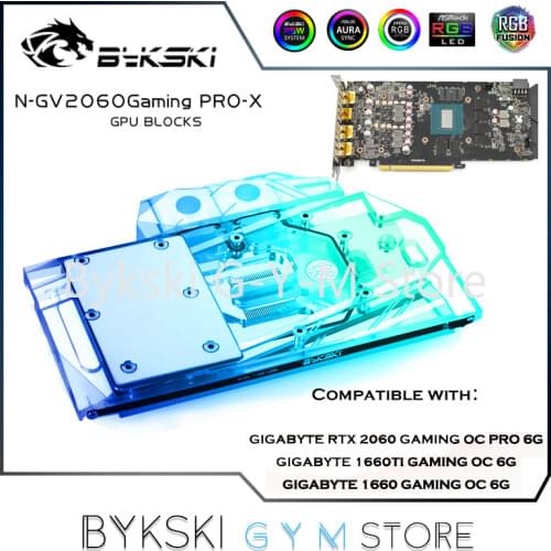 Bykski GPU Water Block For GIGABYTE RTX 2060 1660TI/1660 GAMING OC PRO 6GGraphics Card Cooler,5V/12V M/B SYNC,N-GV2060GamingPRO