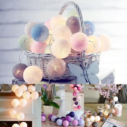 LED Cotton Ball String Lights USB Battery 6M 40Leds Christmas Wedding Party Garland Fairy Lamp Decorations Gift
