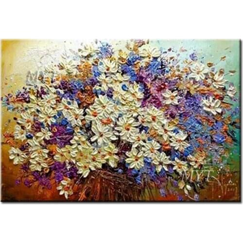 A Bunch Of Colorful Beauty Flowers Abstract Oil Painting Wall Art Home Decor Picture Modern On Canvas 100% Handpainted No Framed