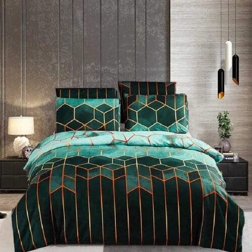 ADOREHOUSE Geometric Bedding Set Queen Size Duvet Cover Pillow Cases Bed Linens Comforter King Bedding Family Size No Bed Sheet