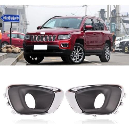 CAPQX For Jeep Compass 2014 2015 Chrome Front Bumper Fog Light Trim Frame Fog Lamp Decoration Shell Hood Cover Cap