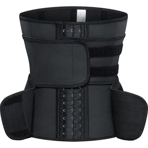 Double Belt Latex Waist Trainer Corset Shaper Underbust Slimming Bustier Rubber Zip Up Hooks Eyes Waisttrainer Corselet Korsett