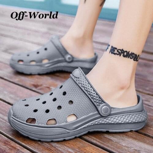 Summer Mens Slippers Hollow Outdoor Clogs Breathable Beach Flip Flops Swimming Pool Slip-On Flats Sandals Men Garden Shoes