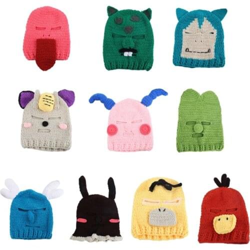 Women Chunky Plaid Knitted Beanie Hat with Ponytail Hole Solid Color Skull Cap