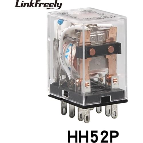 HH52P Miniature Electromagnetic Contact Relay 5A 8Pins 2NO+2NC 12V 24V 36V 110V 220V AC General Purpose Voltage Relay Switch