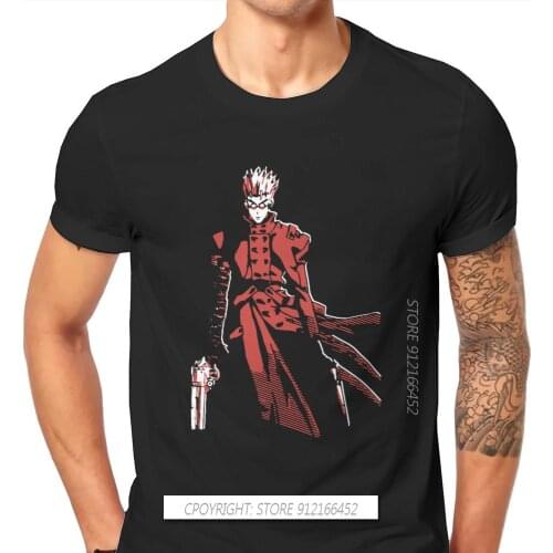 Retro Fashion TShirts Trigun Vash The Stampede Meryl Stryfe Thompson Anime Male Pure Cotton Tops T Shirt Crew Neck Oversize