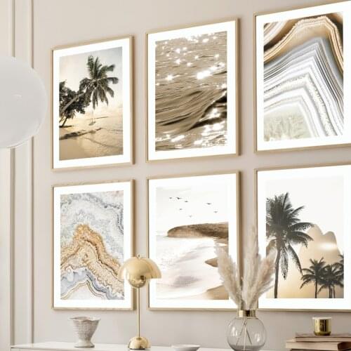 Wall Art Canvas Painting Tropical Coconut Tree Beach Yoga Girl Abstract Nordic Posters And Prints Wall Pictures For Living Room