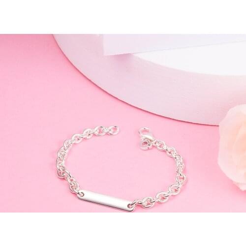 2021 New 925 Sterling Silver Engravable Bar Link Bracelet Chain Handmade Bracelets for Women Luxury Jewelry Gift Pulseras
