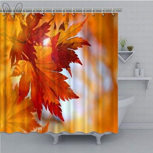 Autumn Maple Leaf Shower Curtain Nordic style Plant Print Waterproof Bathroom Curtain Polyester Fabric Bath Curtain Bathing Sets