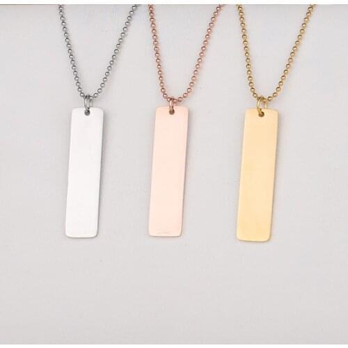 100% Stainless Steel Blank Bar Necklace For Engrave Rose Gold/Gold/Silver Color Metal Name Plate Necklace Mirror Polished 10pcs