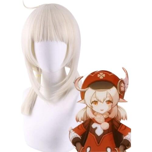 Genshin Impact Cosplay Wig Klee Double Ponytail Comfortable Any Face High Temperature Silk Ladies Wig Game Anime Role Playing