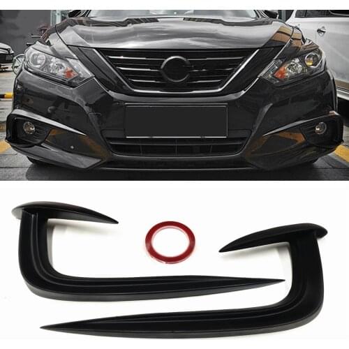 Front Bumper Lamp Frame Brow Fog Light Cover Trim For Nissan Altima 2016-2018 Matte Black Lamp Intake Bezel Lid Moulding Strip