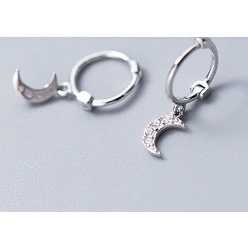 Hoop earrings korean earrings for women 925 sterling silver clear CZ tiny Gold Moon Fine Jewelry wedding gifts