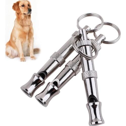 Puppy Pet Dog Whistle Two-tone Ultrasonic Flute Stop Barking Ultrasonic Sound Repeller Cat Training Keychain