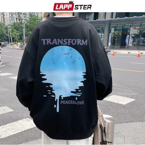LAPPSTER Men Harajuku Designer Japanese Streetwear Hoodies 2021 Mens Vintage Casual Baggy Sweatshirts Man Hip Hop Fashion Hoodie