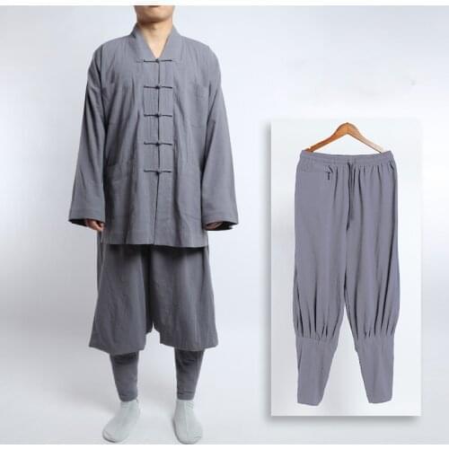 Unisex Summer&spring cotton&linen Shaolin Monk kung fu martial arts wushu uniforms lay suits buddha Buddhist zen clothing