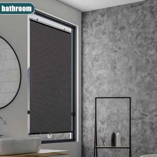Universal Sunshade Roller blinds Suction Cup Window Curtains Heat Insulation Free-Perforated Black Silver Blackout curtain Drape