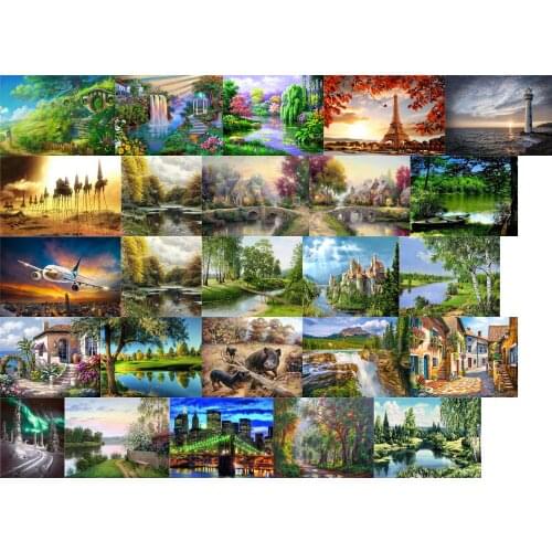 Y15715 Landscape Bridge City cross stitch kit people 18ct 14ct 11ct count Canvas stitches embroidery DIY handmade needlework