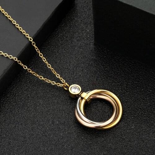 Zlxgirl jewelry Classic mixed plated color stainless steel chain necklace pendant fashion womens brand party necklace bijoux