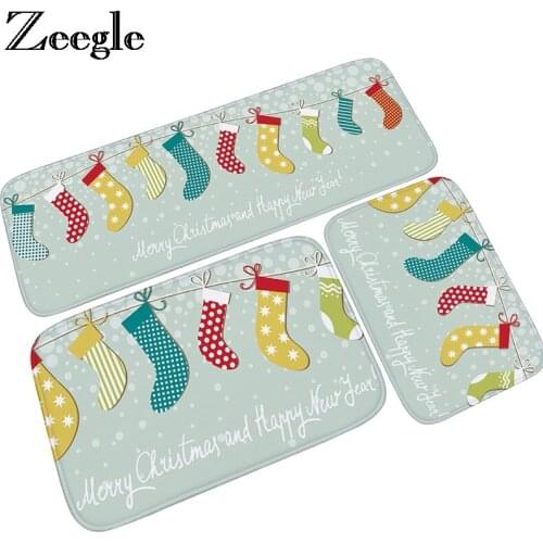 Zeegle Christmas Decor Doormat Outdoor Rugs Absorbent Floor Mat Child Carpet Kitchen Mat Non-slip Kids Room Mat Bedside Rugs