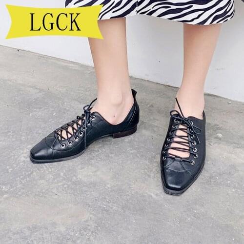 Plus Size 34-43 Shoes Woman Luxury Brand Genuine Leather Women Flat Shoes Lace-up Fashion Handmade Women Oxfords Fashion Shoes