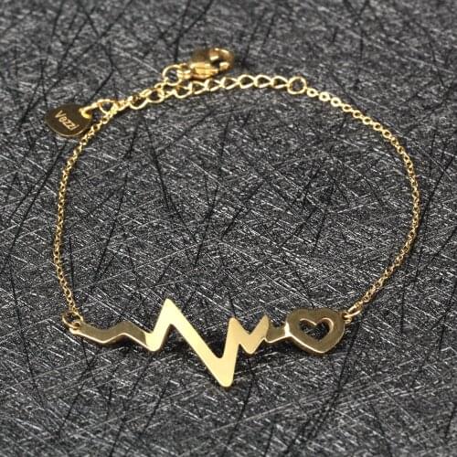 Ladies Bracelet Punk Double Gold Bracelet Stainless Steel Bracelet Love Pattern Pendant Bracelet Gadget Bracelet Ladies Jewelry