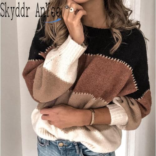 Autumn Winter Warm Knitted Sweater Women Plus Size 5xl Patchwork Pullover Casual Long Sleeve Tops Jumper Fall 2019 Pull Femme