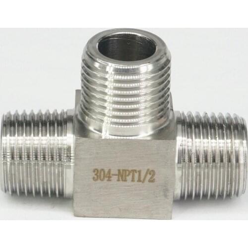 1/2" NPT Male Tee 3 Way Pipe Fitting 304 Stainless Steel Water Gas Oil