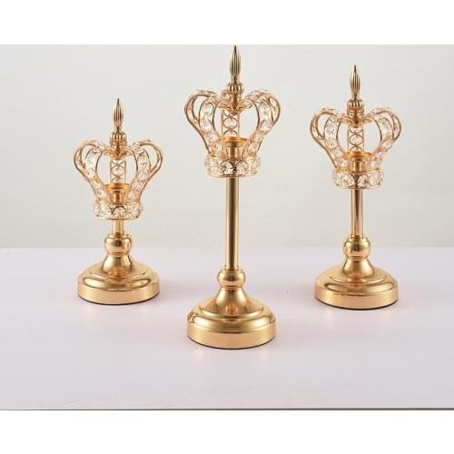 Retro Handmade Iron Crown Candlestick Fashion Hollow Candle Holder Wedding Props