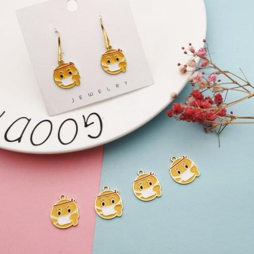 10pcs Wearing Masks Meme Alloy Enamel Charms Pendants Jewelry DIY Accessory Come On Guy Earring Bracelet Floating 16*19mm YZ797