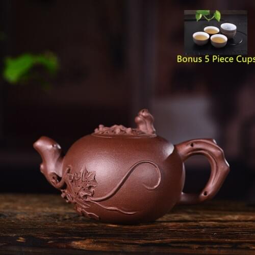 180ml Yixing Purple Clay Tea Pot Genuine Raw Ore Grape Tea Pot Kung Fu Teapot Bonus 5 Piece Cup Tea Set Free Shipping