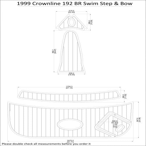 1999 Crownline 192 BR Swim Step & Bow Pad Boat EVA Teak Decking 1/4" 6mm