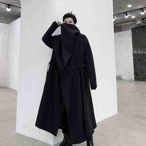 2020 dark mens minority large lapel Yamamoto windbreaker casual coat pioneer long drawstring personalized coat
