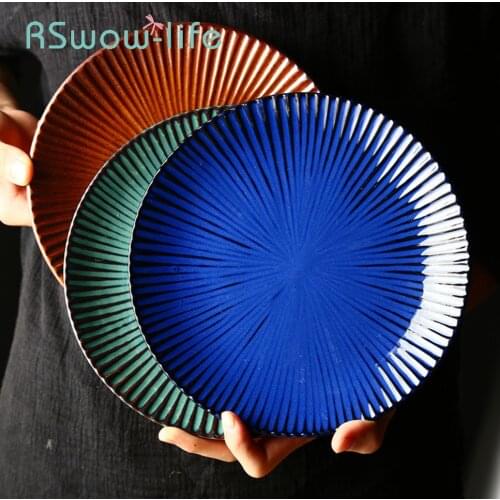9-inch Ceramic Plate Cutlery Retro Creative Western Plates Serving Dish Charger Plate Dinner Plates For Kitchen Supplies