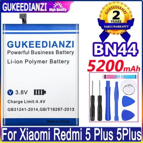 GUKEEDIANZI Battery 5200mAh BN44 For Xiaomi Mi Redmi 5 plus Redrice 5 Plus Redmi5 plus Redrice5 Plus Batteries