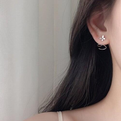 Butterfly Spiral Stud Earrings For Women Zircon Double-layer Simple Fashion Korean Hot Girlfriend Student Gifts Jewelry BOYULIGE
