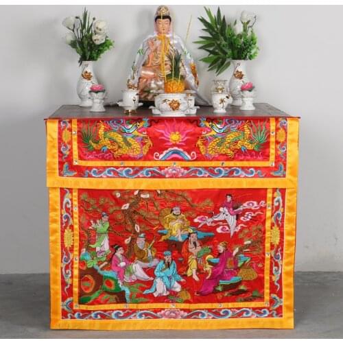 Buddhist Taoism HOME Temple Worship Guanyin Buddha Auspicious Dragon BA XIAN 8 Gods Embroidery Altar table enclosure Curtain