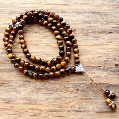 Handmade 6mm Natural stone bead with Alloy charm Shape 99 Prayer Beads Islamic Muslim Tasbih Allah Mohammed Rosary for women men