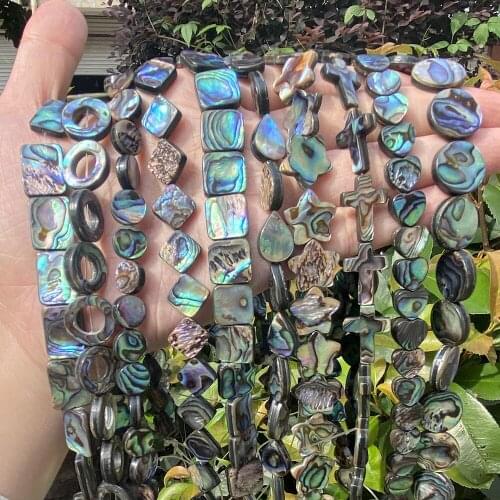 5pcs Natural Abalone Shell Heart Square Diamond Drop Shape Round Charm Spacer Seashell For Jewelry Making Diy Bracelet Accessory