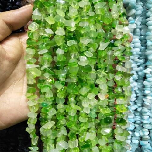 Irregular Green Glass Gravel Spacer Beads for Making Jewelry DIY Natural Crystal Stone Beads Bracelet Necklace Craft Material
