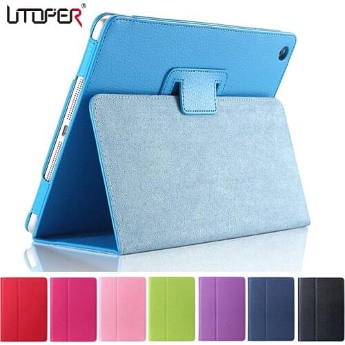 For Apple ipad Air 2 Case Air2 II Flip Litchi PU Leather Wake Up /Sleep Cover For New ipad 6 Air 2nd with Smart Stand Holder