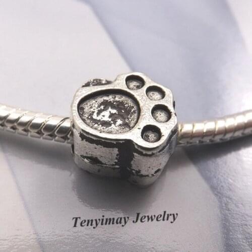 Footprint Shape Antique Alloy Beads European Charm Beads For Snake Chain Bracelet LB848